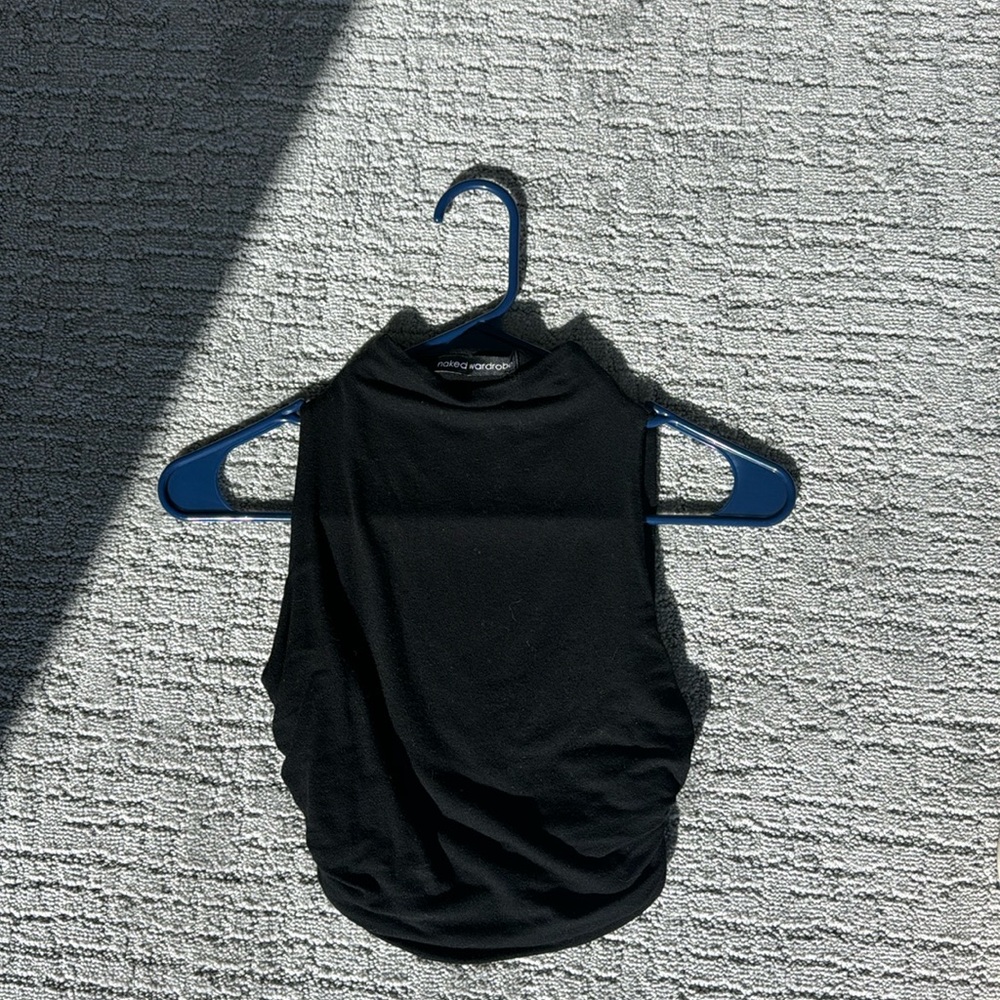Naked, wardrobe, half turtleneck, black crop top